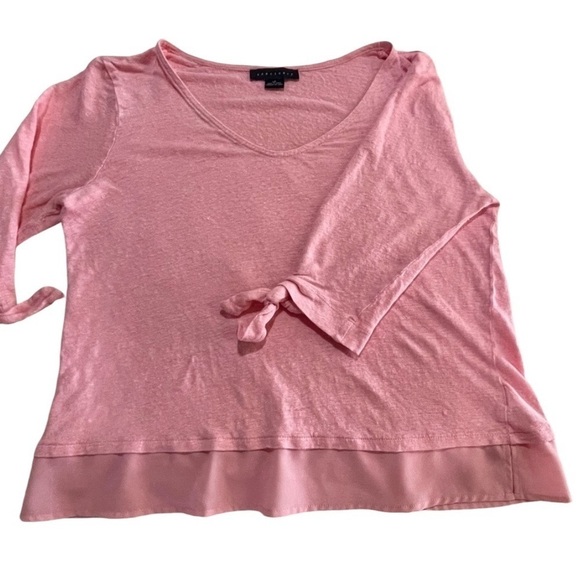 - Sanctuary  Linen Tie Sleeve Tee - Womans Size LP Soft Rose Pink - Picture 13 of 13